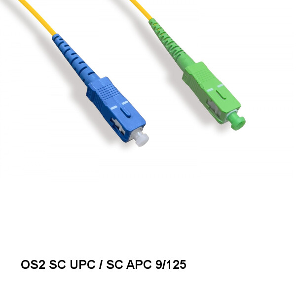 Kentek 3 Meter SC UPC /SC APC OS2 9/125 Simplex SingleMode FiberOptic Cable OFNR