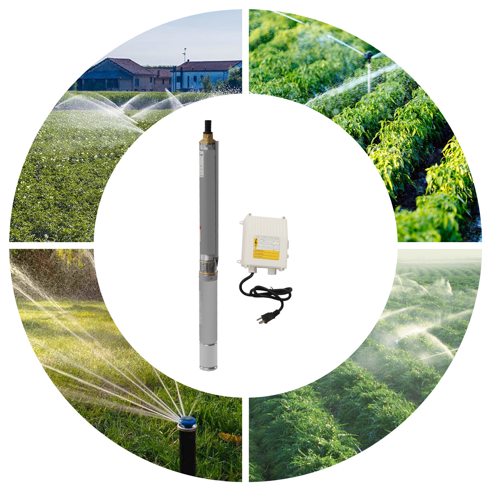 0.5HP Deep Well Pump 216ft Submersible Pump 16GPM w/Control Box 110V 33ft Cable