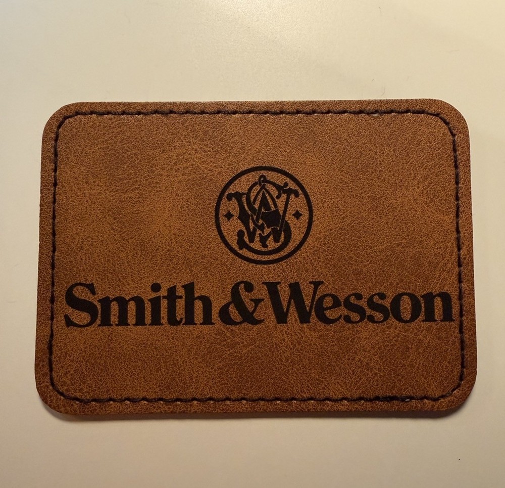 Smith & Wesson Iron on Leather Patch 3.5” X 2.5” Custom