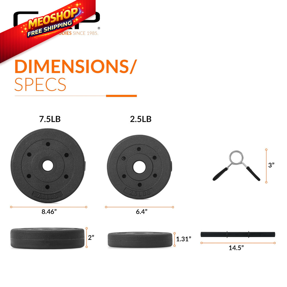CAP Barbell 40-Pound Adjustable Cement Dumbbell Set – Versatile Medium, Black