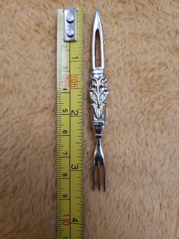 Tiny Snack Picks Set (8) Silver Plastic 3.5" MCM