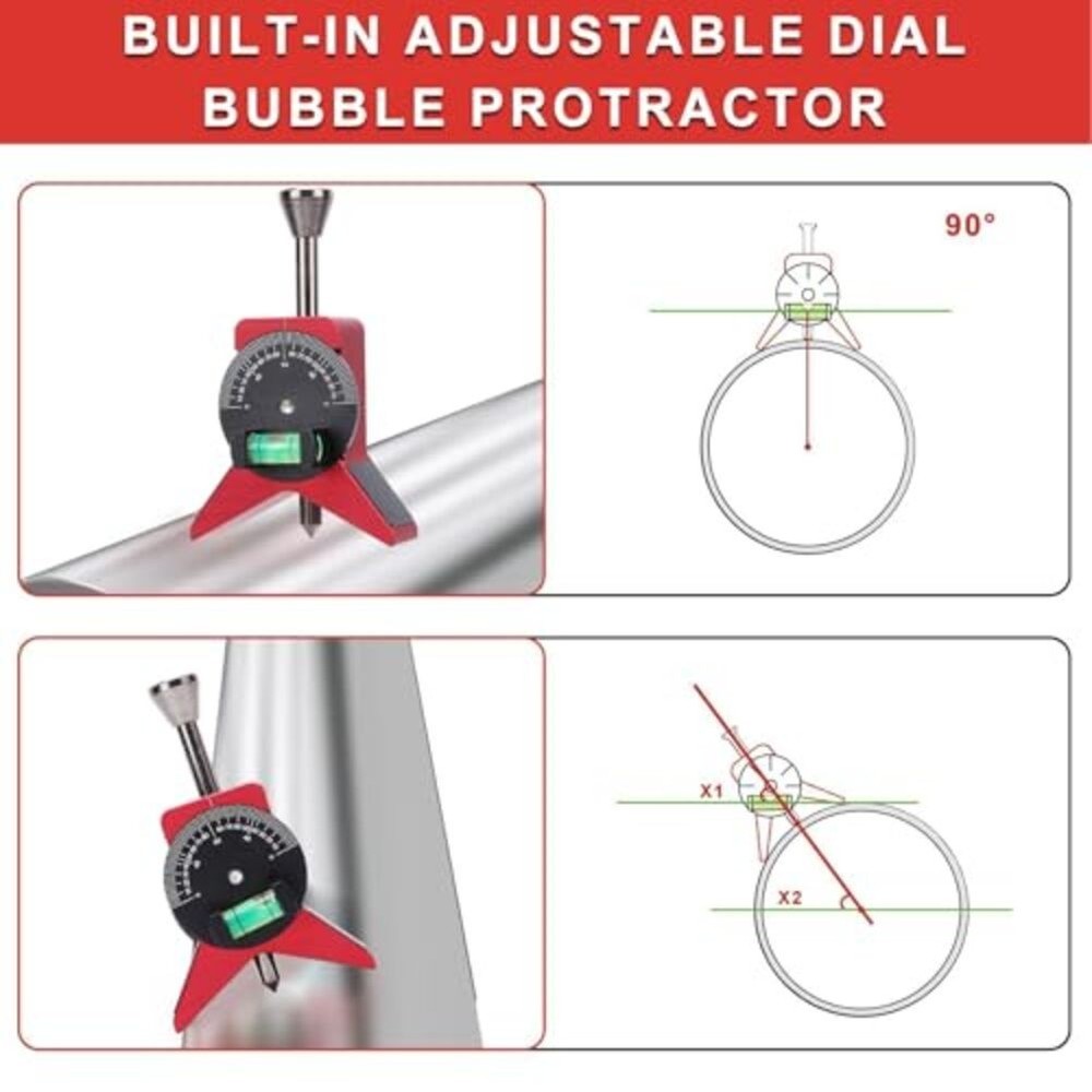 Magnetic Base Pipe Center Locator Precise Alignment Anodized Aluminum Alloy