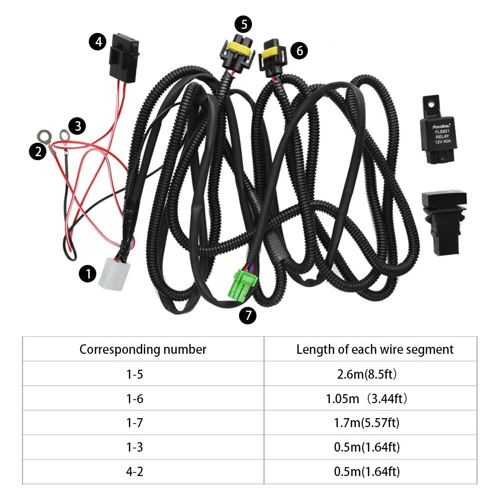 Fog Light Wiring Harness Relay Switch Kit