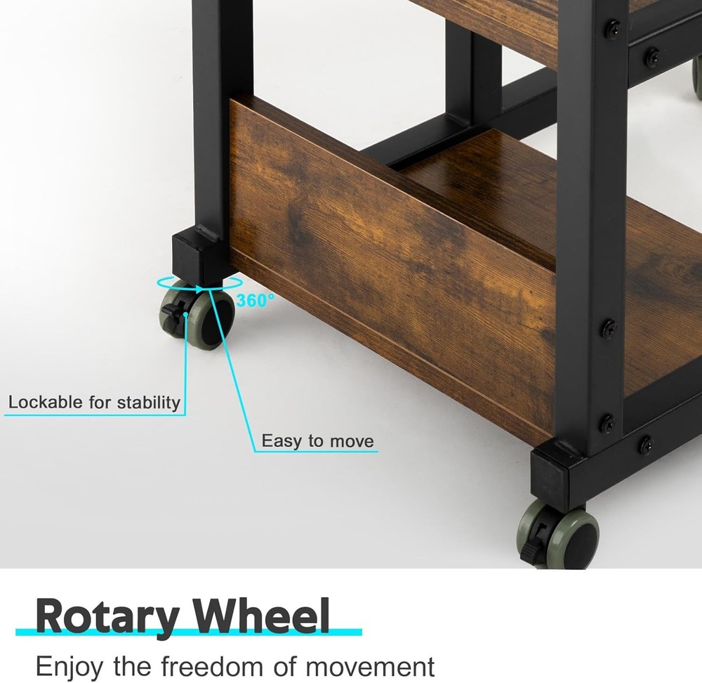 Hadulcet C Shaped Side Table Adjustable, Height Adjustable C Romantic Brown