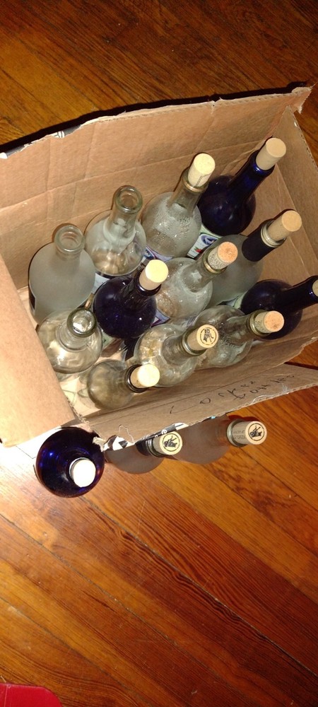15 empty wine bottles