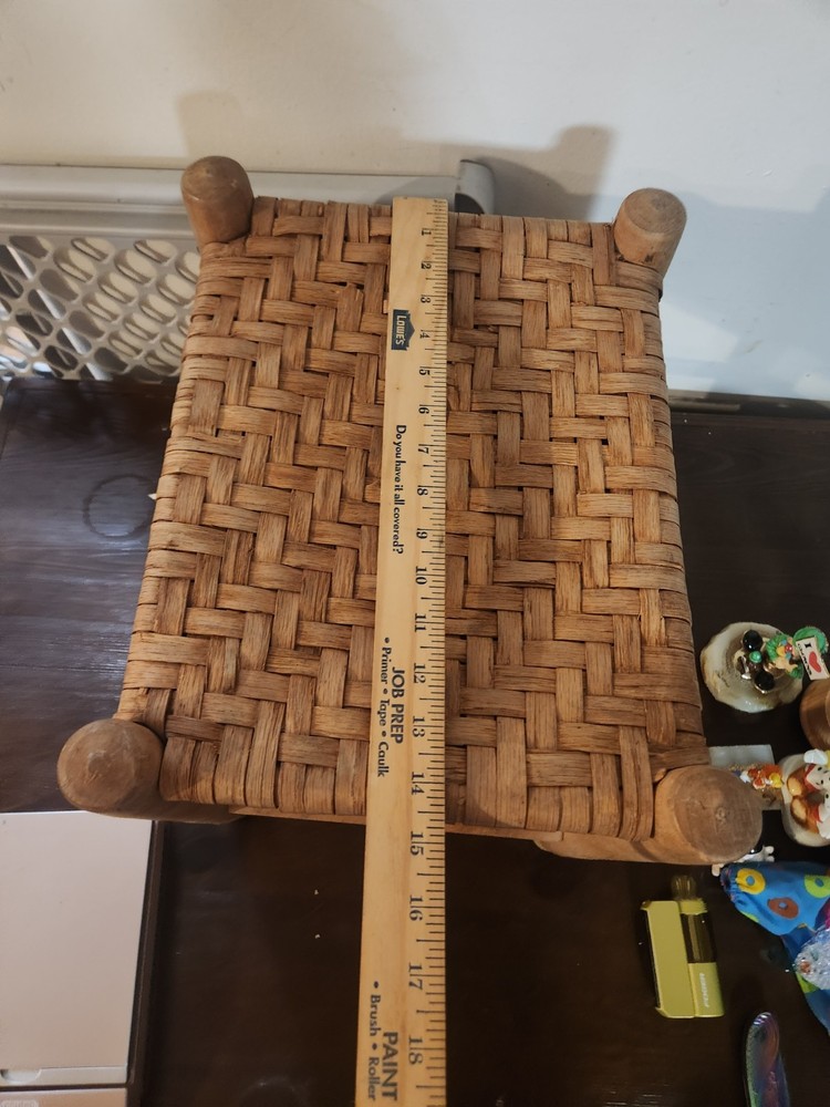 Antique Oak Cane Bottom Foot Stool