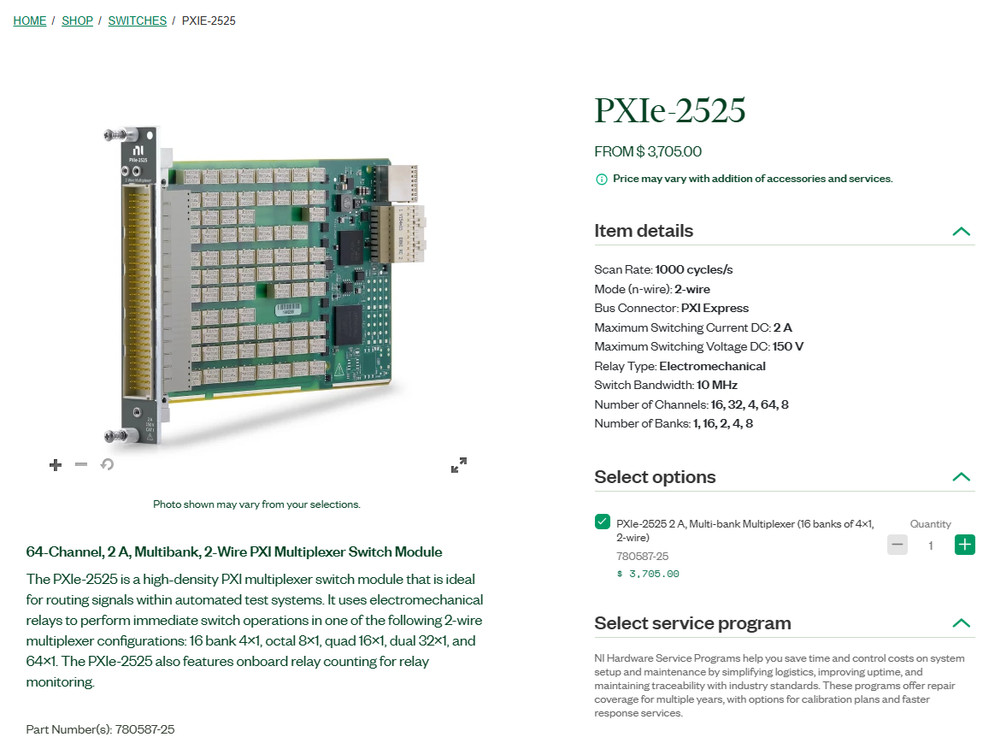 National Instruments NI PXIe-2525 2 Wire Multiplexer Switch Module