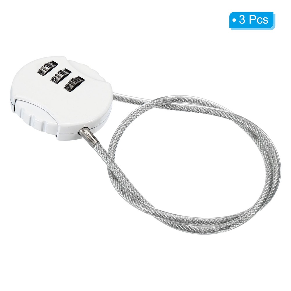Small Combination Block 14.9", 3pcs 3 Digit Luggage Lock, White