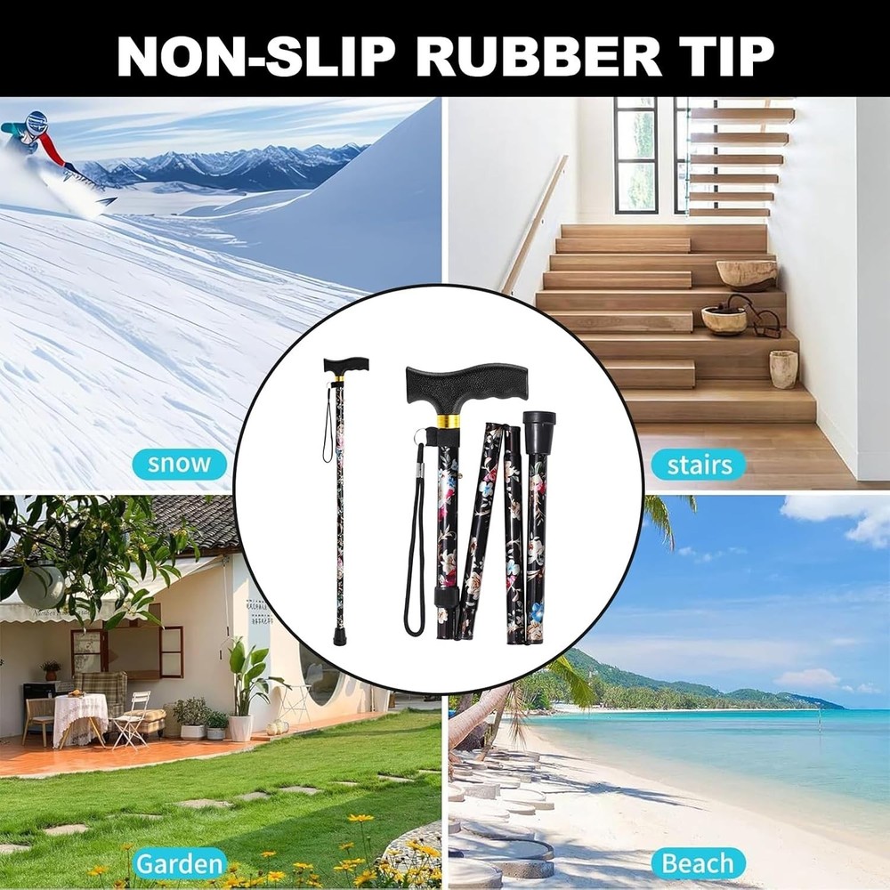 Comfortable 5-Level Height Adjustable Walking Cane - Effortless Mobility Support