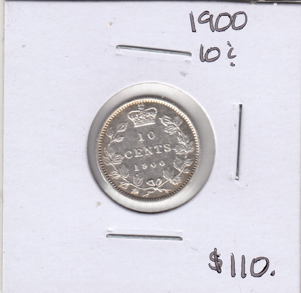 1900 Canada 10 Cents Silver Coin