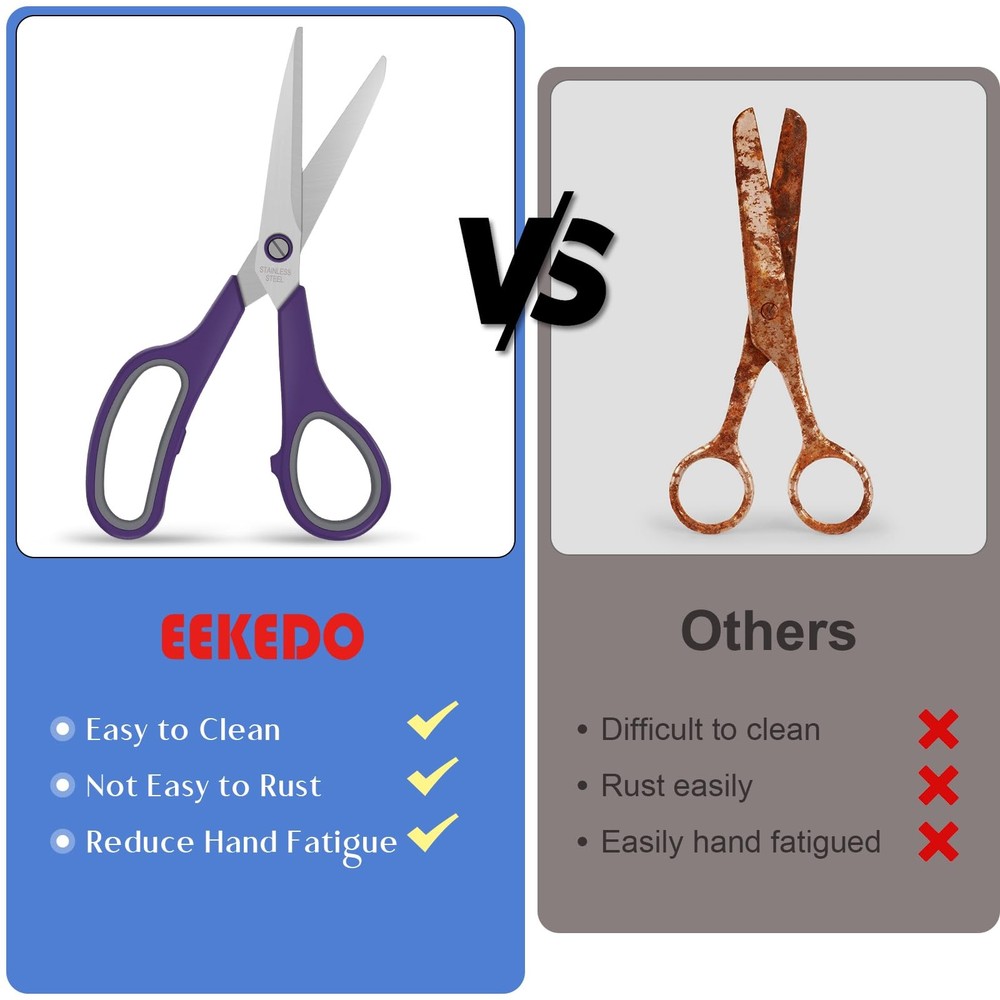 3 Pack Scissors Set, 8.3" Heavy Duty Scissors with 25 mm Thickness Sharp Blad...