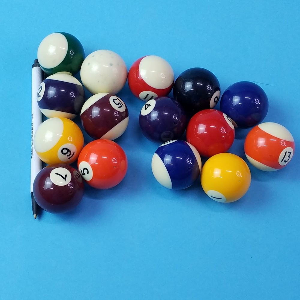 15 Mini 1.5" Billiard Ball Complete Set