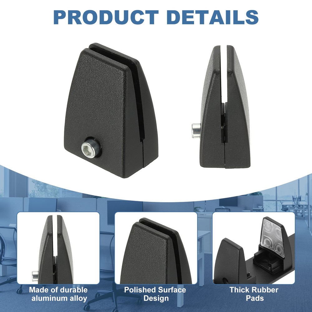 10 Pcs Adjustable Desk Divider Partition Clips, Sneeze Guard Support, Black