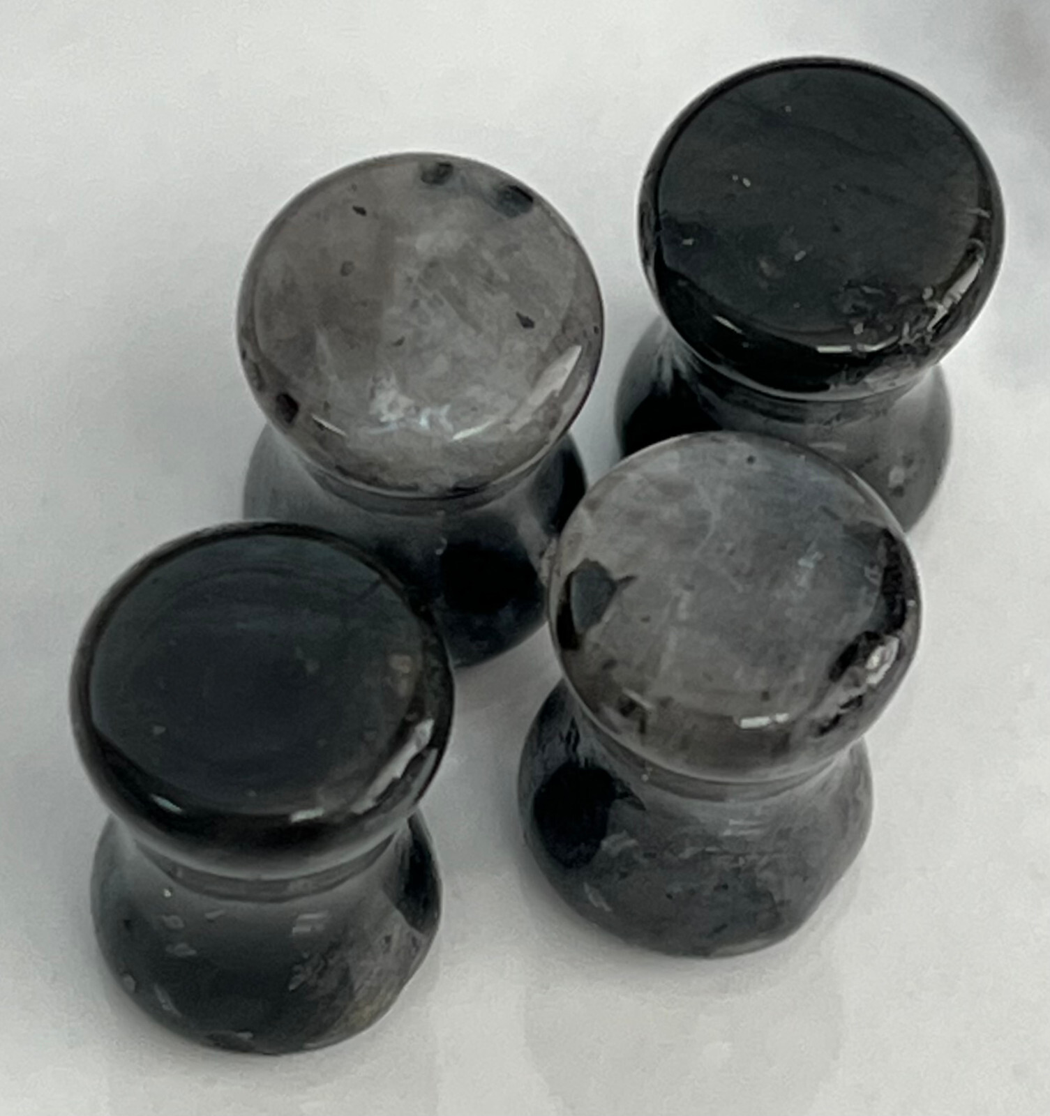 PAIR Natural Black Labradorite Stone Double Flare Plugs Tunnels Earlets Gauges