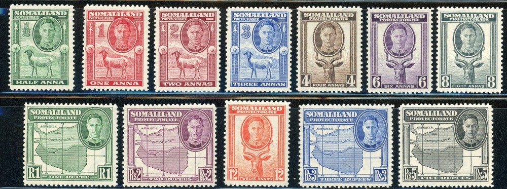 Somaliland Protectorate   1942  Scott # 96-107   Mint Lightly Hinged Set