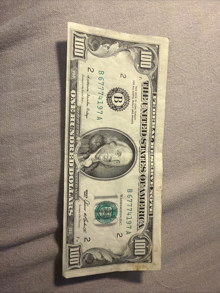 Off Centered $100 Bill 1985 Series