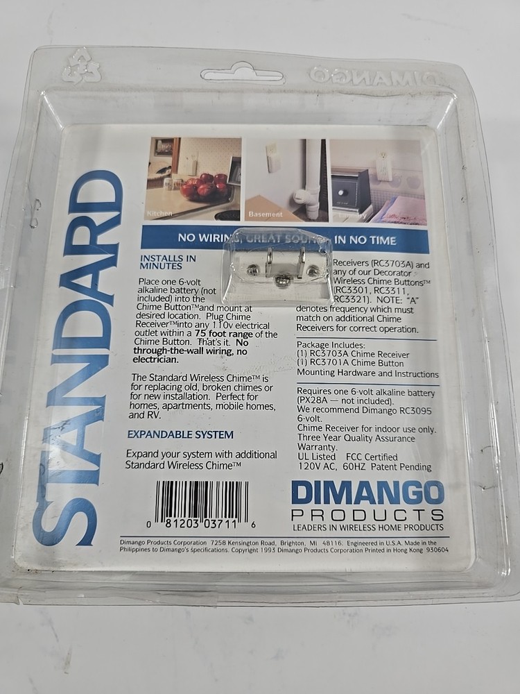 Wireless Chime Doorbell Standard RC3700A