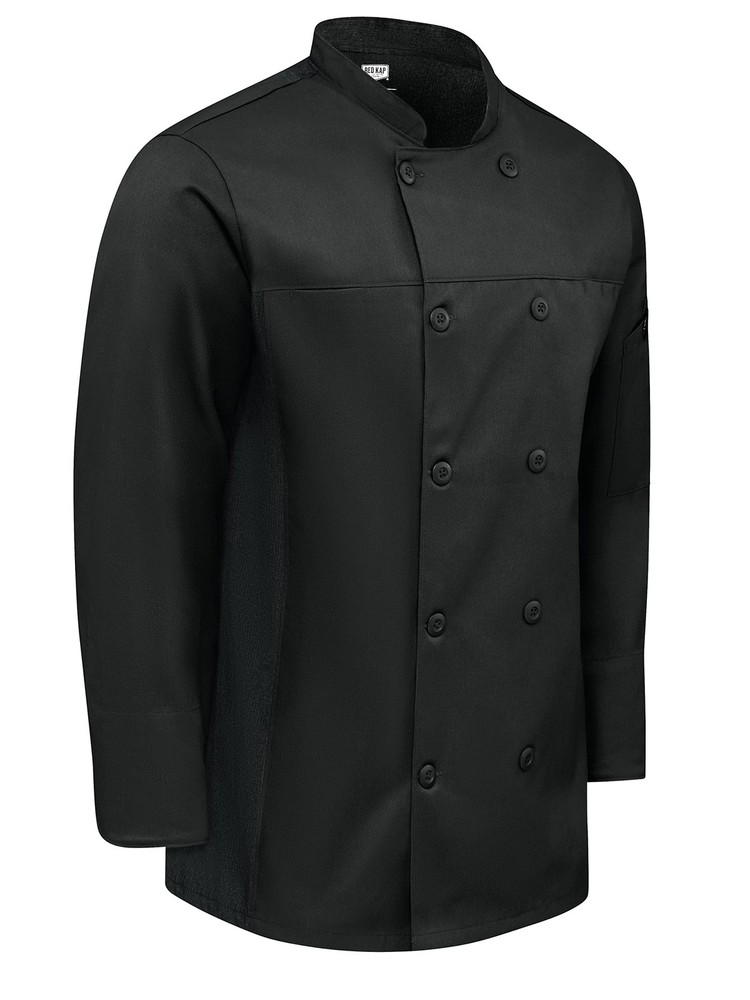 Men's Deluxe Airflow Chef Coat, Black, Medium