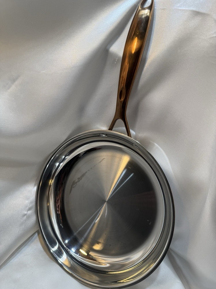 Wolfgang Puck 6 PC Stainless Cookware Set Copper Handles, Knobs Glass Lids