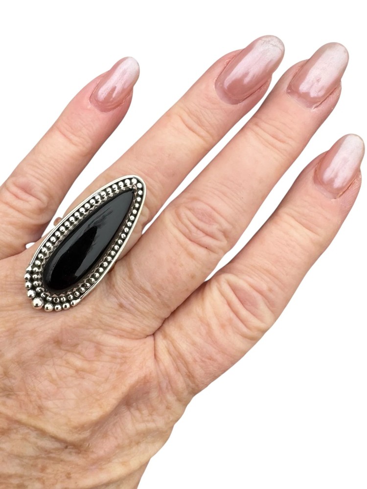 Black Onyx Solid 925 Sterling Silver Ring 9