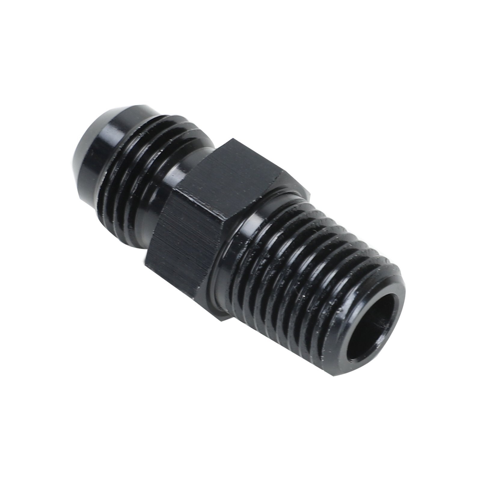 1/4 NPT to 6AN Adapter Straight Pipe Thread to 6 AN Flare Fitting Black
