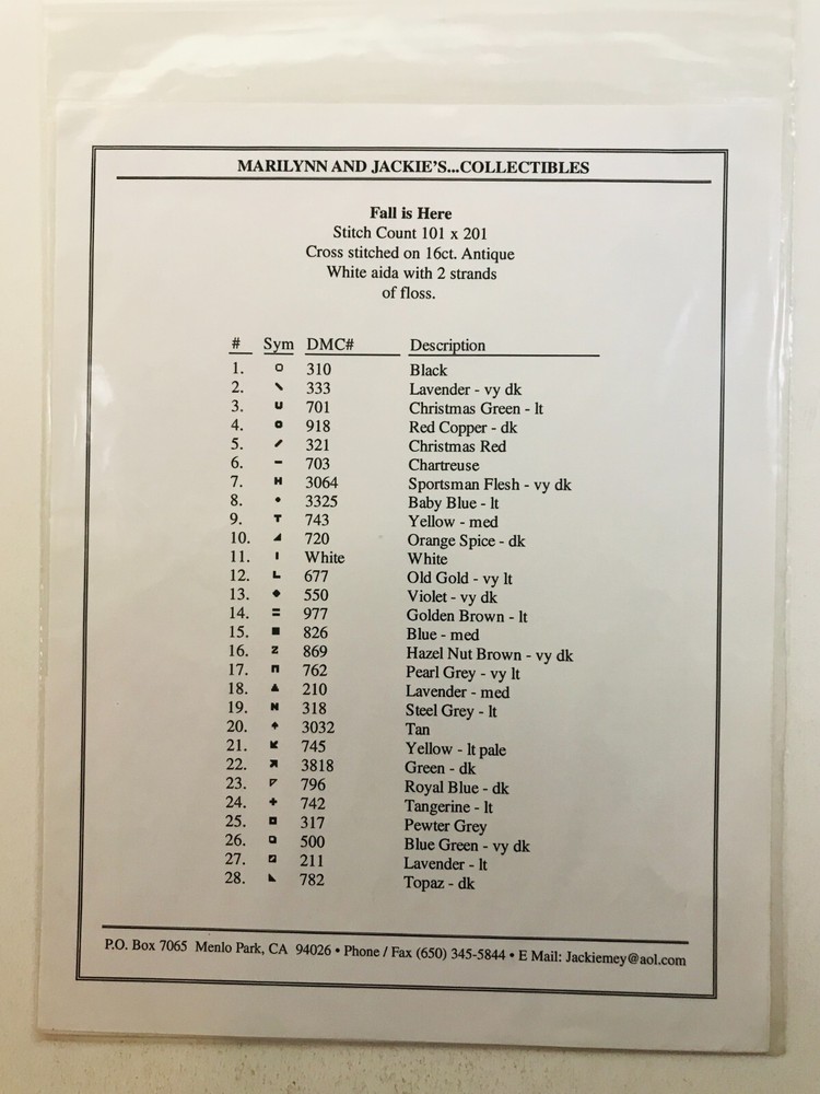 Marilynn and Jackie's FALL IS HERE Sampler Cross Stitch Pattern Instructions HTF