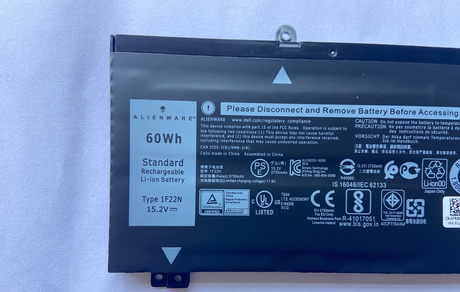 Genuine 1F22N Battery ForAlienw M15 2018 M17 G5 5590 G7 7590 7790 8622M HYWXJ