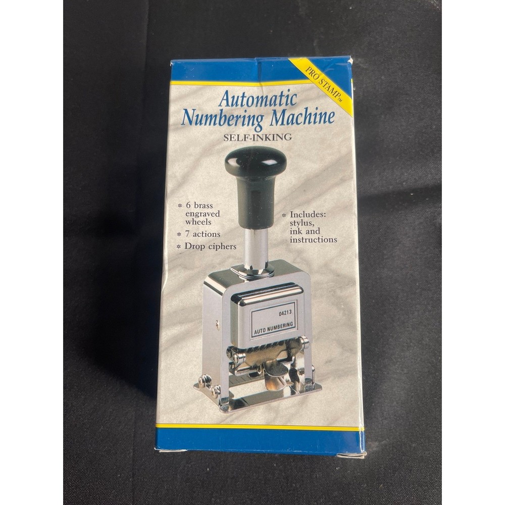 Automatic Numbering Machine Self Inking 6 Brass Wheels 7 Actions Drop Ciphers