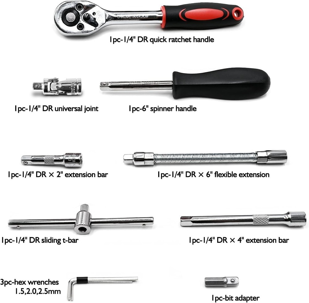 Versatile 46 Piece Socket & Ratchet Set in Chrome Vanadium with Storage Case