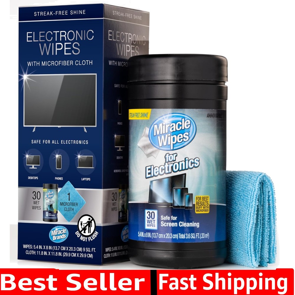 Universal MiracleWipes for TVs & Devices - 30 Count Screen Cleaning Solution