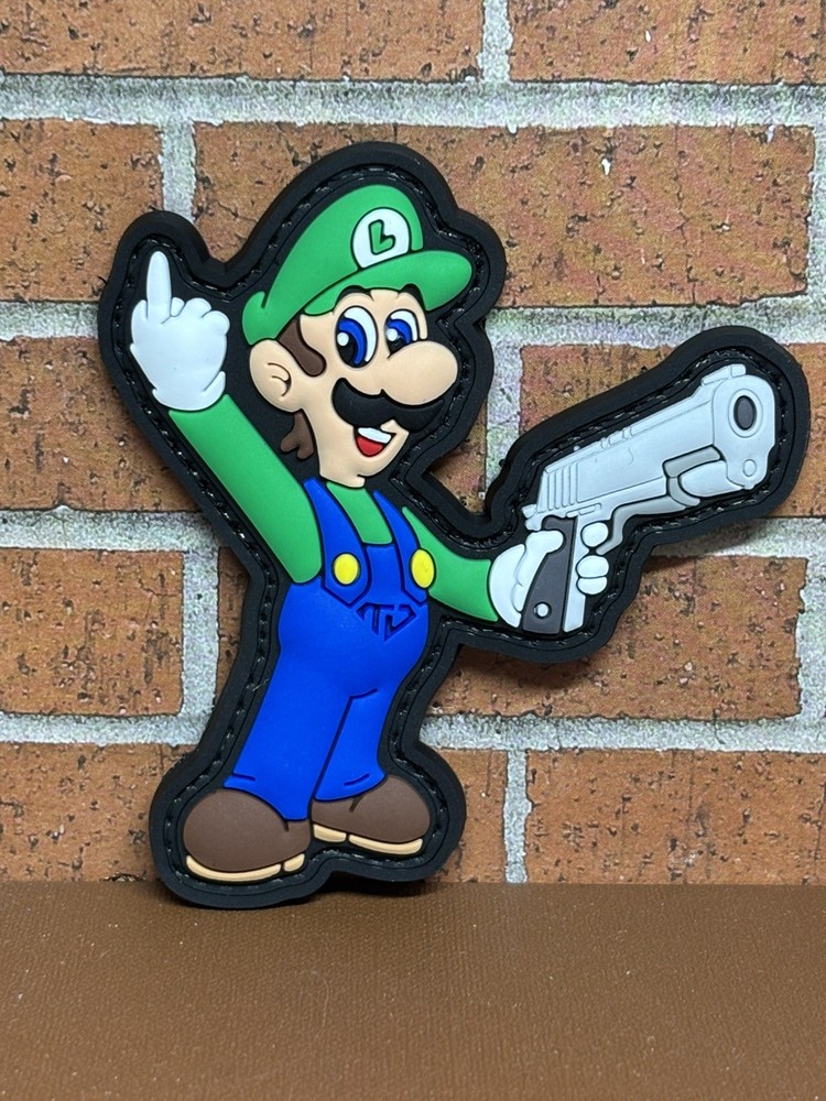 PVC Tactical Morale Patch, Tactical Mario Patch, Mario Bros. Gun Patch