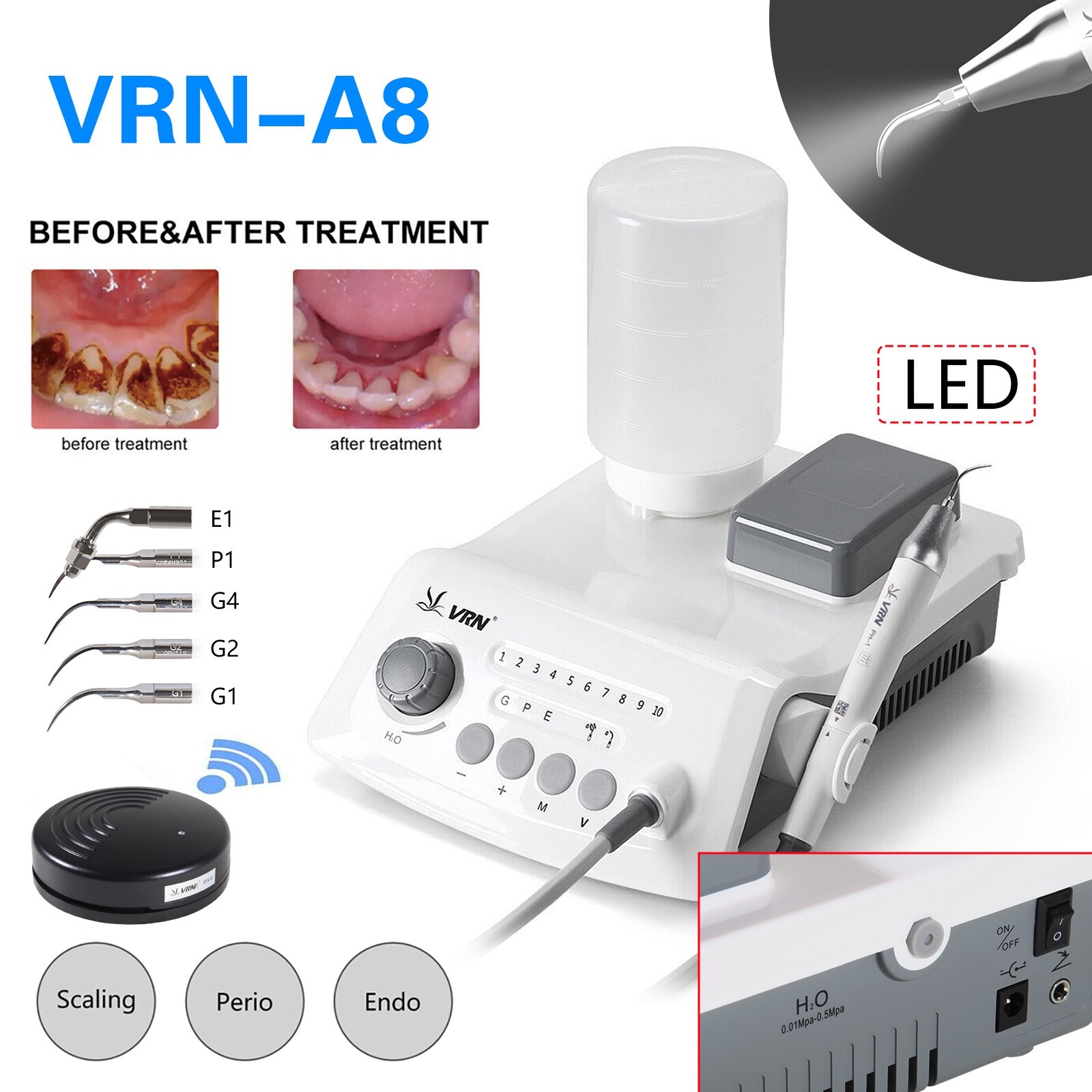 LED Dental Ultrasonic Piezo Scaler Handpiece Bottles Fit EMS Cavitron Woodpecker