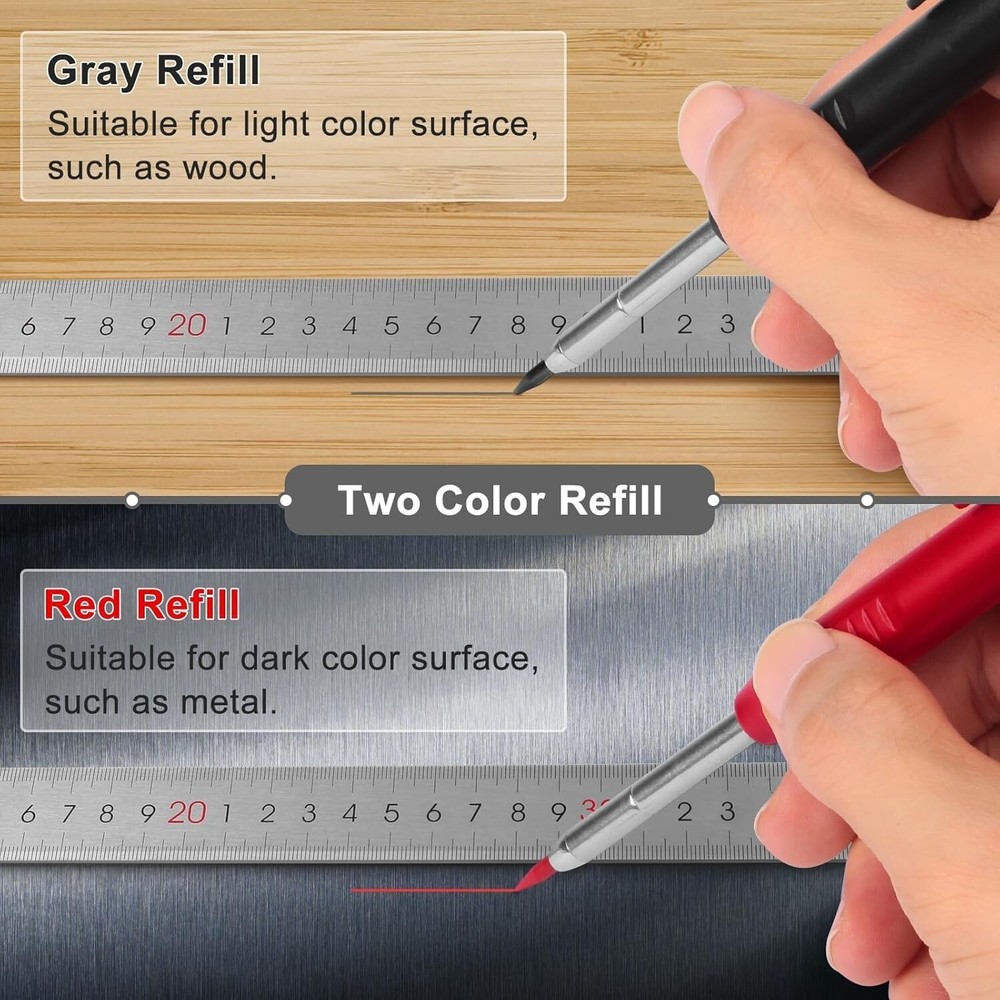 Precision Marking Pencils Set with Refillable Lead - For Architects & Carpenters