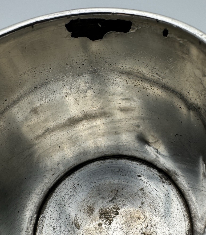 Vintage Mini Silverplate Mug Bird Bamboo Etched 3” Small Cup Keepsake Decor