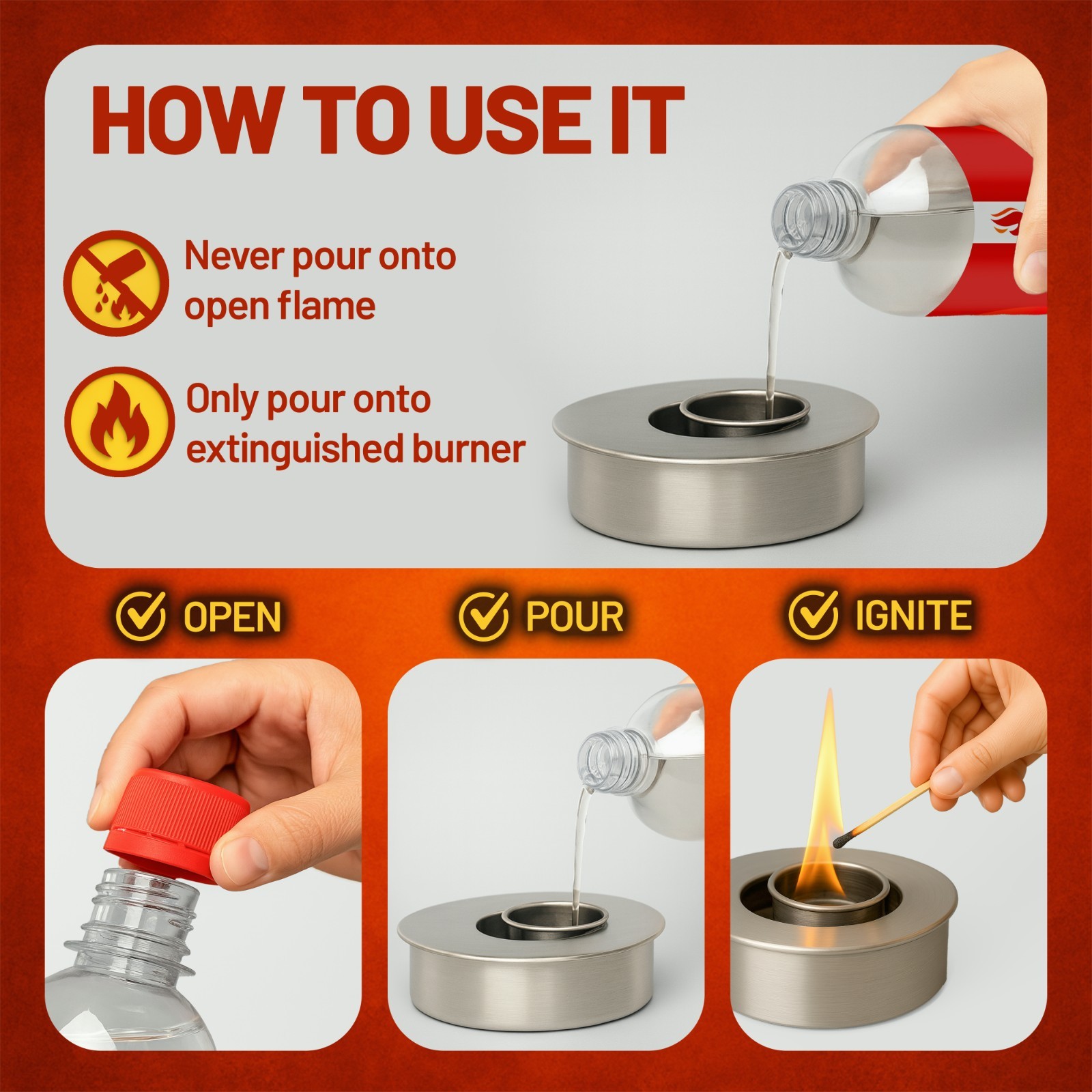 Premium Bio Ethanol Fireplace Fuel (6X 1 L) For Tabletop Fires, Stoves,Versatile