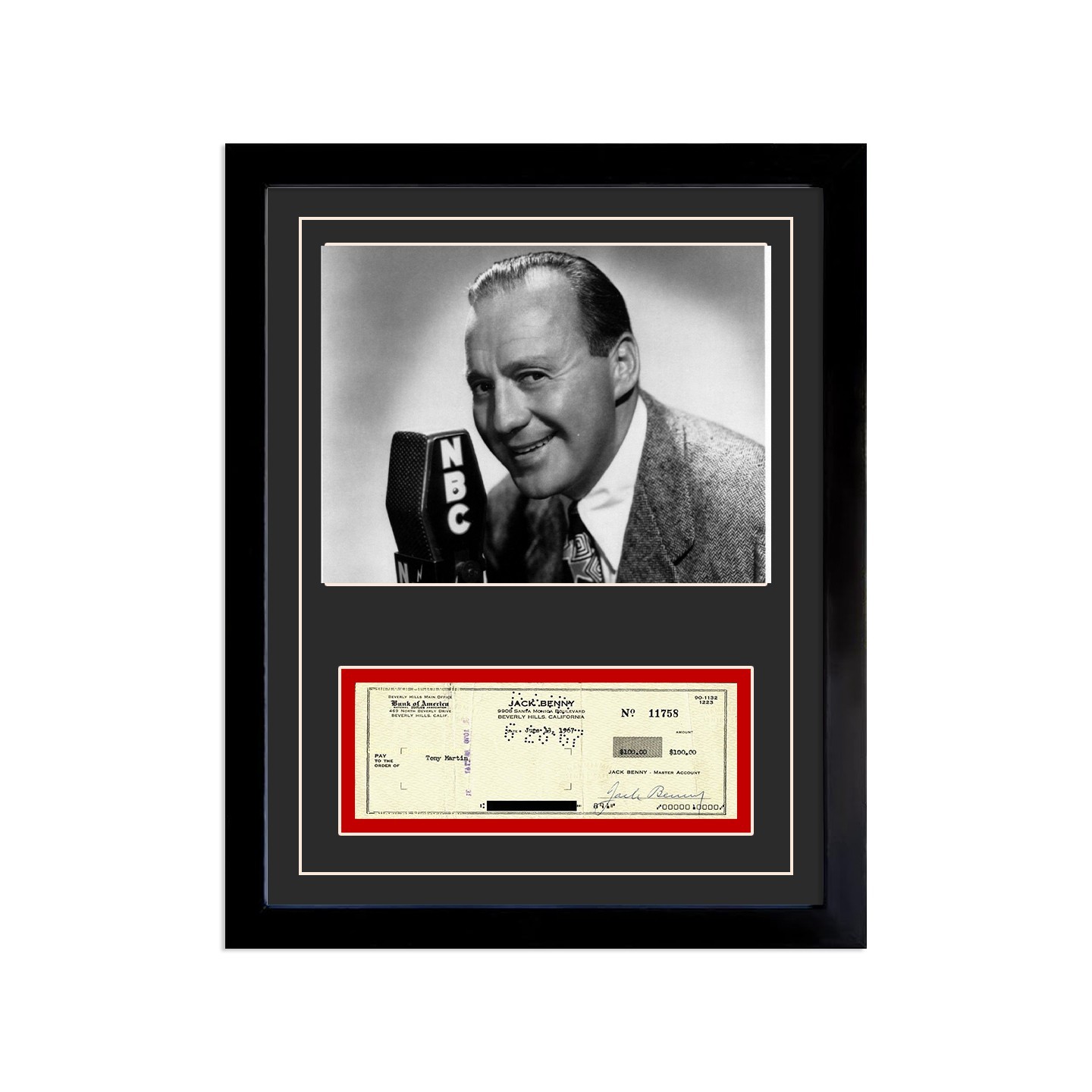 Jack Benny Signed Cancelled Check Framed Display