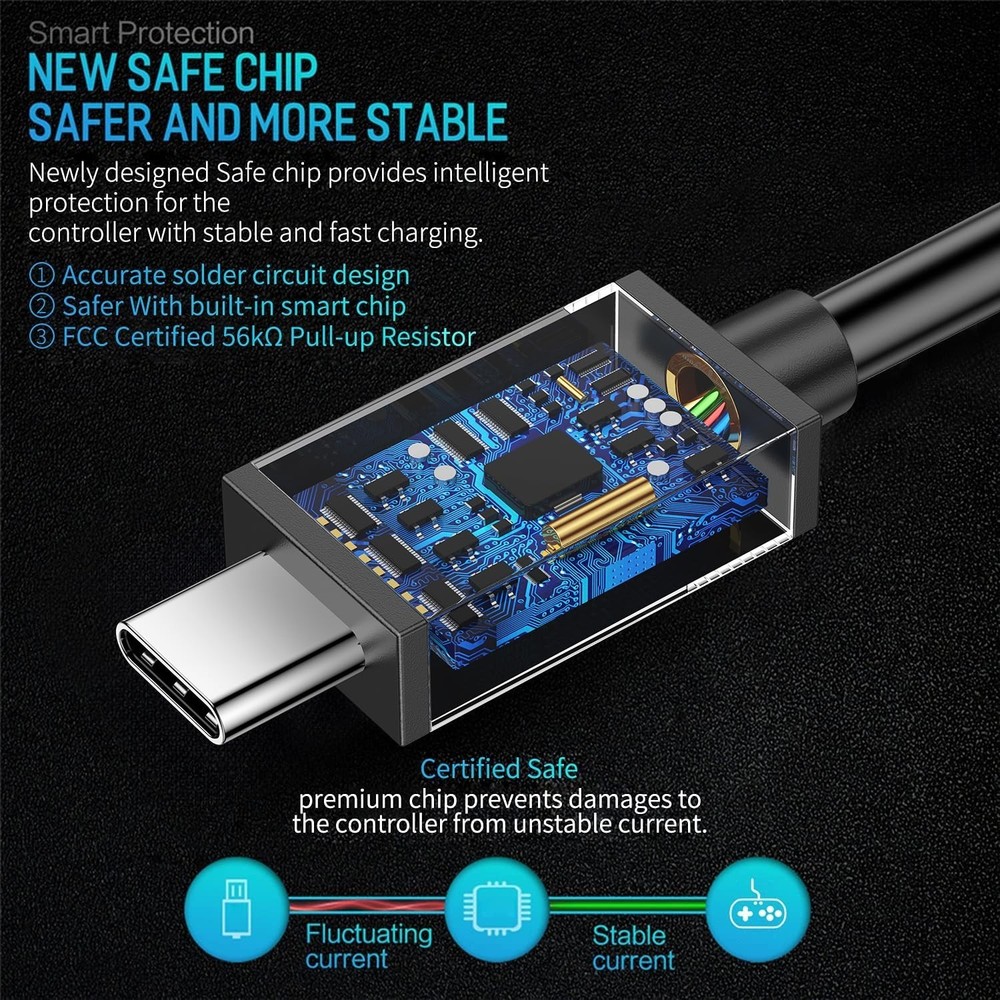 5 Controller Charger – 2 Pack 5FT OEM Original 3A Fast Charging Cable USB C