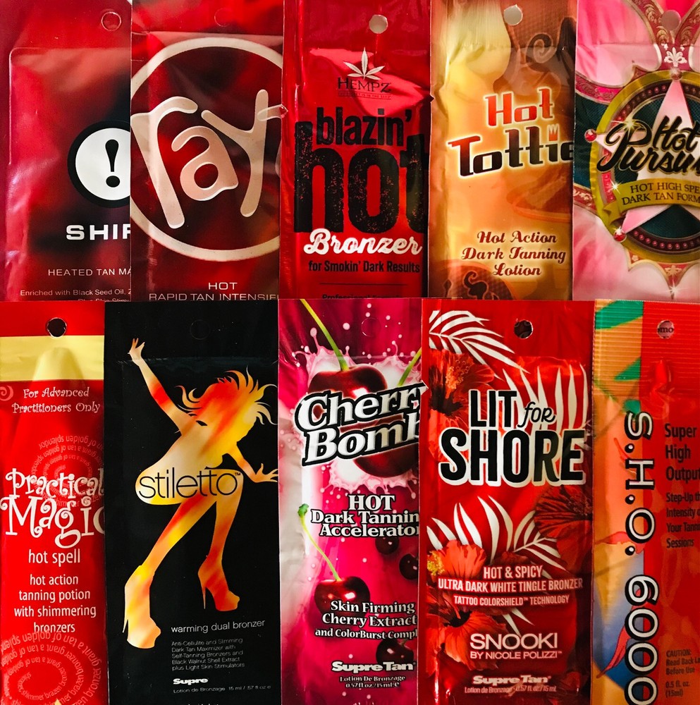 10 Assorted TINGLE Based Tanning Lotion Packets No Duplicates