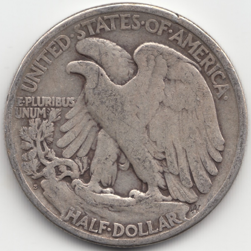 1919 S Walking Liberty Half Dollar, VG+