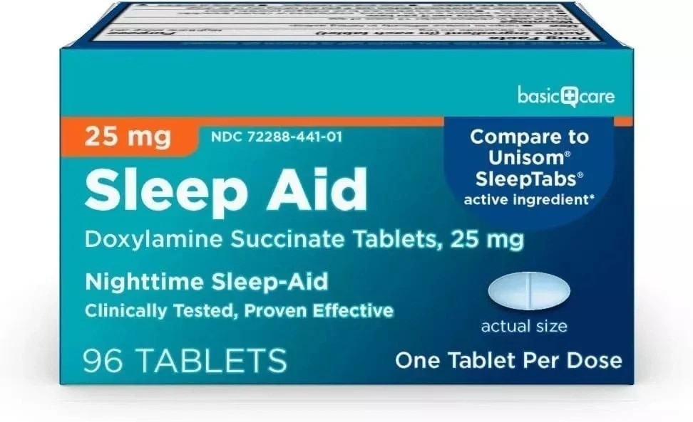 Amazon Basic Care Sleep Aid, Doxylamine Succinate Tablets, 25 mg, 96 Count