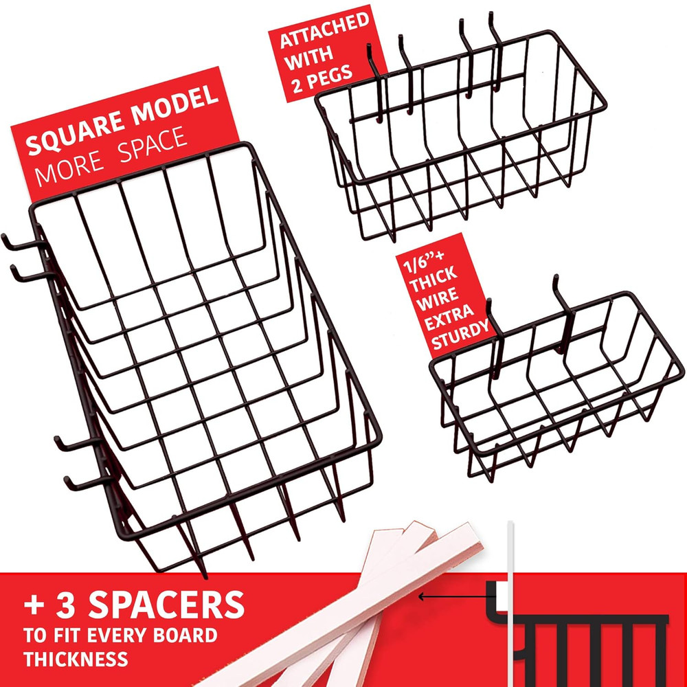 Extra Thick 60pcs Pegboard Accessories Organizer Kit | 1/4 Inch Peg Board Attach