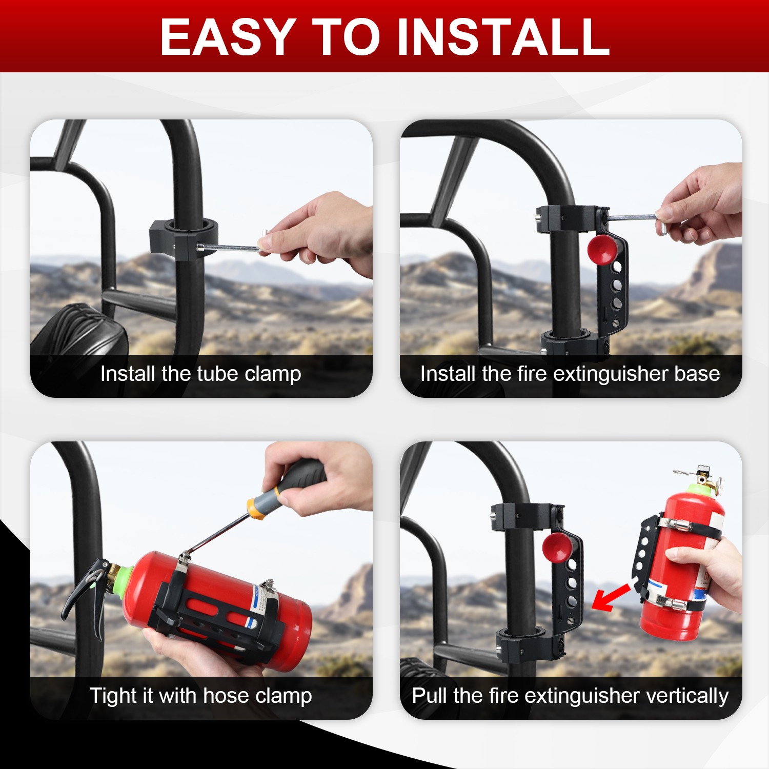 Adjustable Fire Extinguisher Holder Roll Bar Fire Extinguisher Mount for UTV RZR