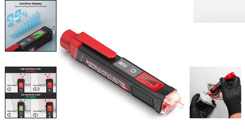 Compact Dual Range Voltage Tester with LCD and High Voltage Alert Features