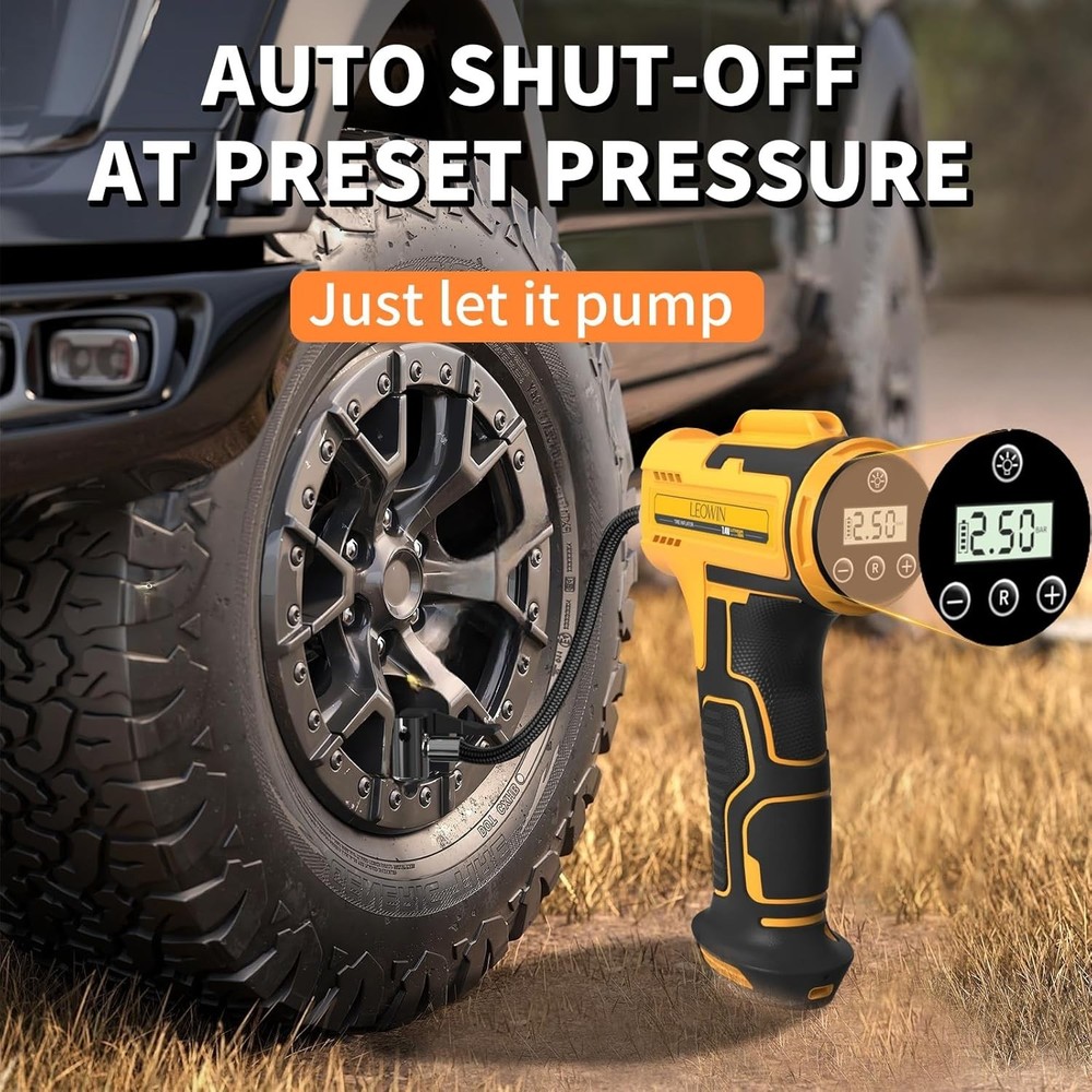 Compact Handheld Air Compressor with Auto Shut-off & Flashlight – Essential Gear