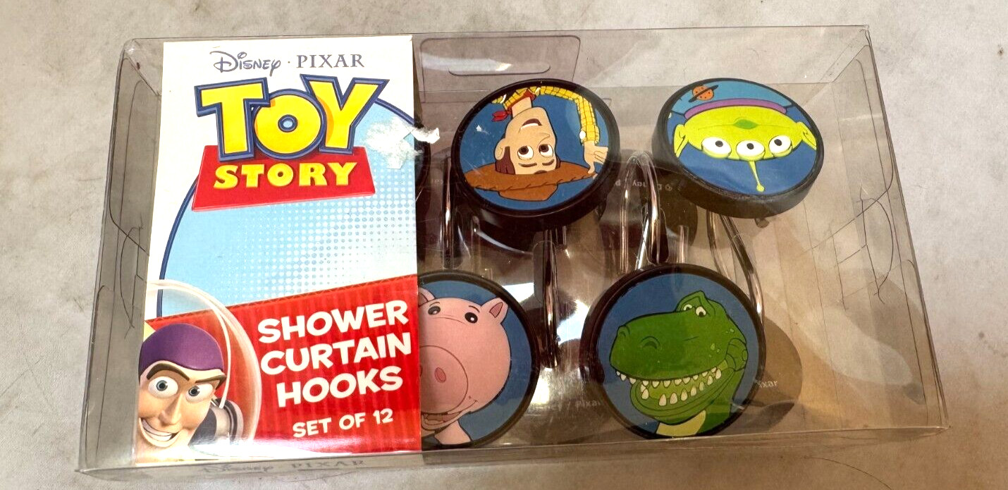 Disney Pixar Toy Story 12 Shower Hooks Buzz Woody Rex Hamm Alien Slinky Dog NEW