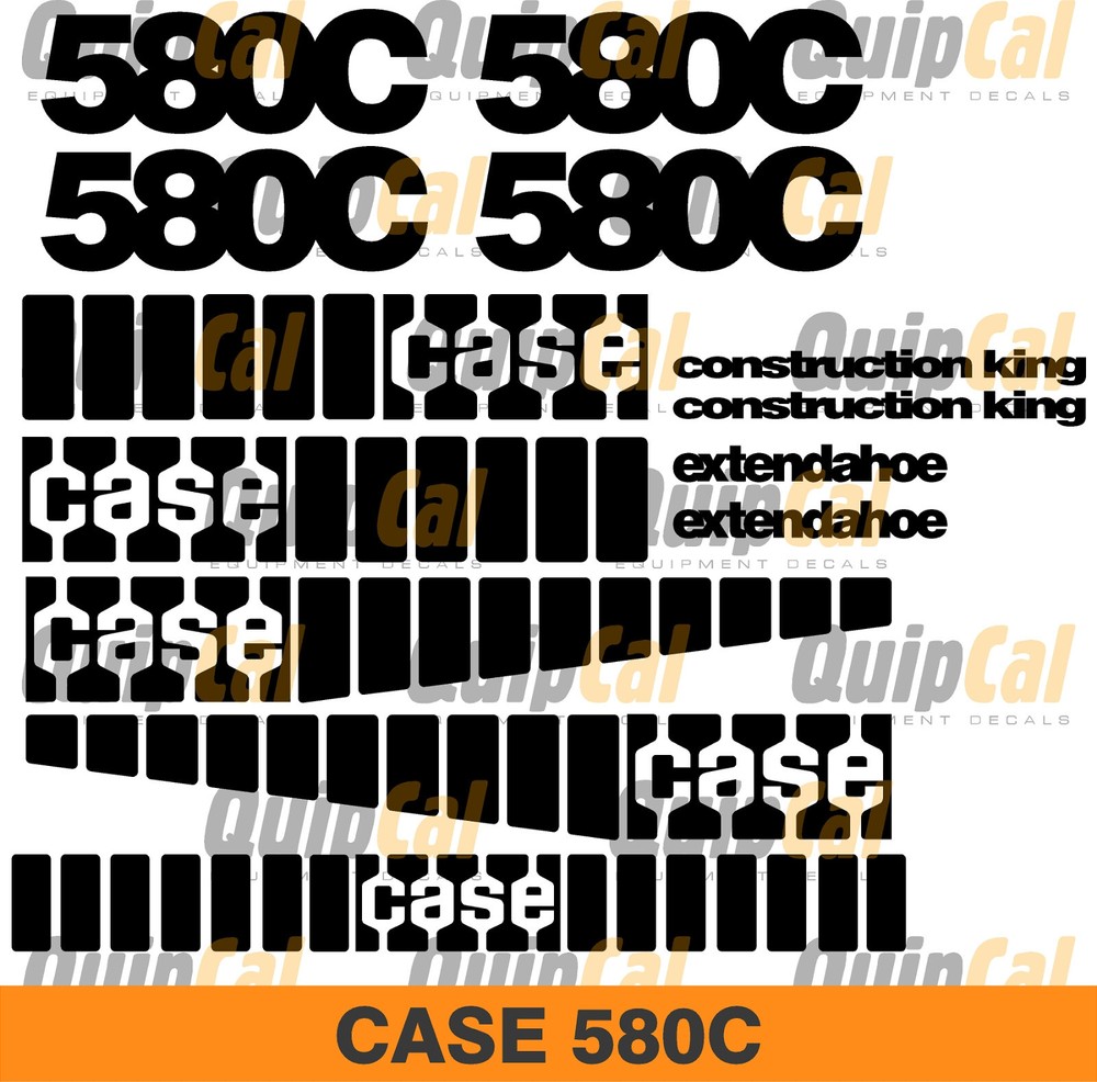 Case 580C Backhoe Decal Set With Safety & Control Decals. Case Equipment Decals
