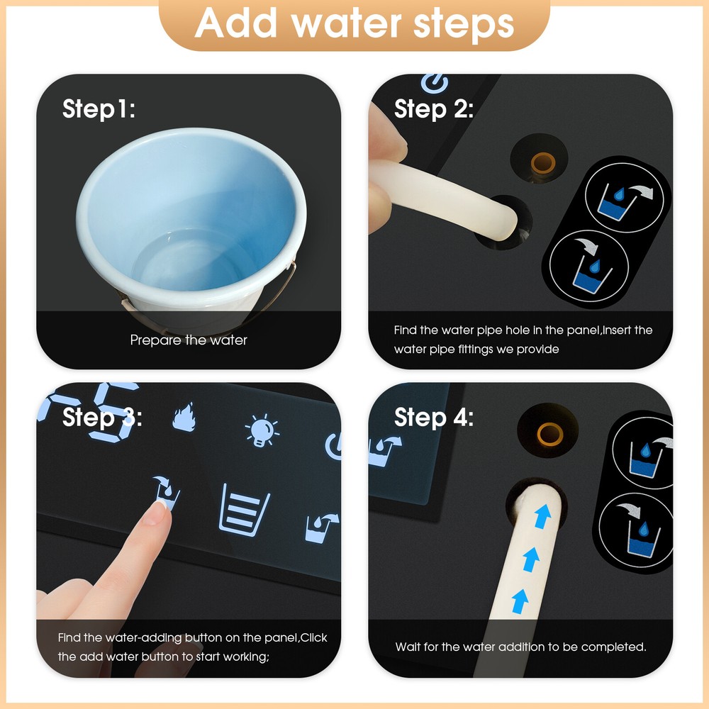 Electric Fireplace Insert Water Vapor Fireplace with Remote Control Single