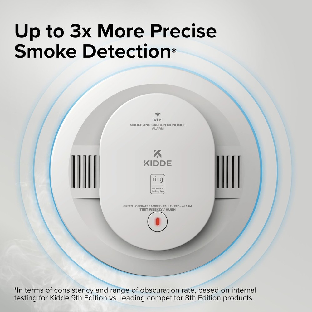 Kidde Smart Smoke and Carbon Monoxide Detector, Ring App Enabled for Real-Time