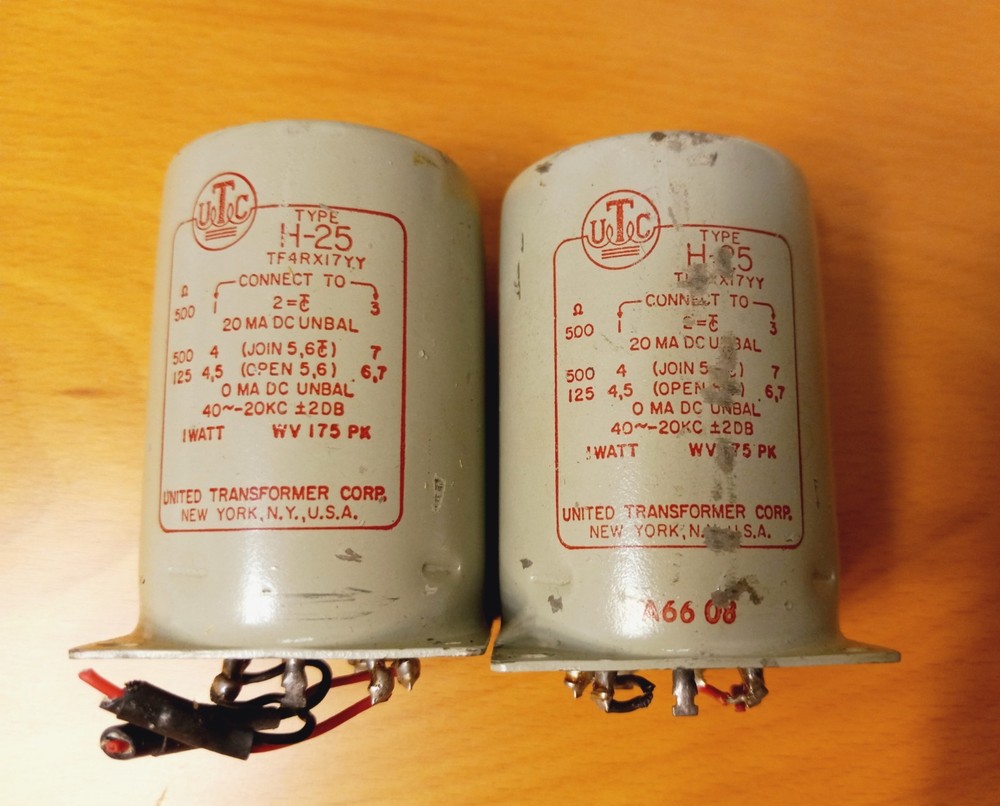 Pair - UTC  Type H-25 Line-Match Input Transformers 500/500/125 Ohms