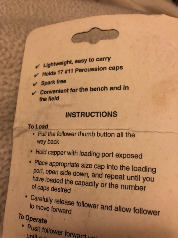 Traditions # 11 Percussion High Capacity Composite Capper # A1493 Holds 17 Caps